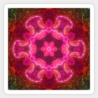 Psychedelic Kaleidoscope Flower Pink Red and Green Sticker